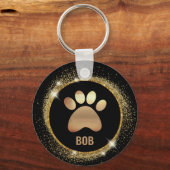 Elegante Black and Gold Sparkle Schlüsselanhänger (Vorderseite)