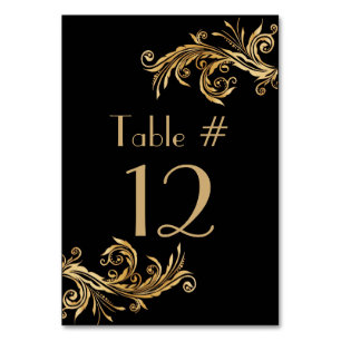 Elegante Black and Gold Tone Wedding Tischnummer