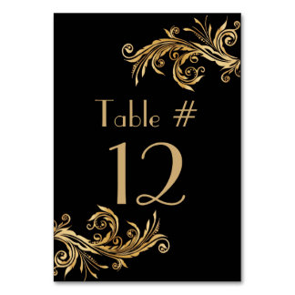 Elegante Black and Gold Tone Wedding Tischnummer