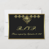Elegante Black and Gold UAWG RSVP Karte (Vorderseite)
