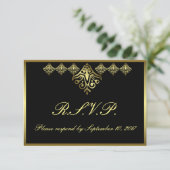 Elegante Black and Gold UAWG RSVP Karte (Stehend Vorderseite)