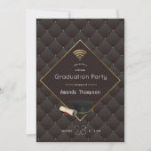 Elegante Black and Gold Virtual Graduation Party Einladung (Vorderseite)