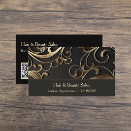 Elegante Black and Gold Visitenkarte mit QR Code