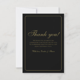 Elegante Black and Gold Wedding Dankeschön Card Dankeskarte