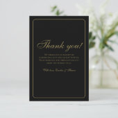 Elegante Black and Gold Wedding Dankeschön Card Dankeskarte (Stehend Vorderseite)