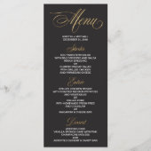 Elegante Black and Gold Wedding Menu Karte (Vorderseite)