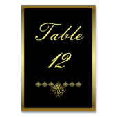 Elegante Black and Gold Wedding Number 12 Tischnummer (Vorderseite)