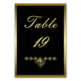 Elegante Black and Gold Wedding Number 19 Tischnummer