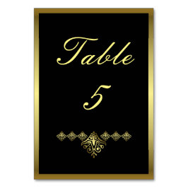 Elegante Black and Gold Wedding Number 5 Tischnummer