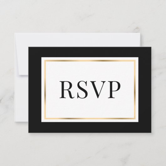 Elegante Black and Gold Wedding Response Card RSVP Karte (Vorderseite)