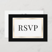 Elegante Black and Gold Wedding Response Card RSVP Karte (Vorne/Hinten)