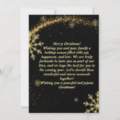 Elegante Black and Gold Weihnachts-Schneeflocke Einladung (Rückseite)