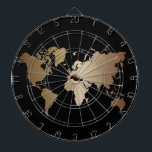 Elegante Black and Gold Weltkarte Dartscheibe<br><div class="desc">Elegant Black Honeymoon Fund World Map</div>