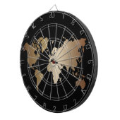Elegante Black and Gold Weltkarte Dartscheibe (Vorderseite rechts)