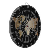 Elegante Black and Gold Weltkarte Dartscheibe (Vorderseite Links)