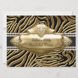 Elegante Black and Gold Zebra Geburtstagsparty Einladung