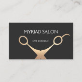 Elegante Black and GoldScissors Salon Hair Stylist Visitenkarte (Vorderseite)
