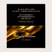 Elegante Black and Imitat Liquid Gold Visitenkarte Visitenkarten (Außenseite Aufgefaltet)
