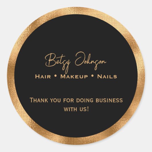 Elegante Black and Imitats Gold Foil Danke Sticker (Vorderseite)