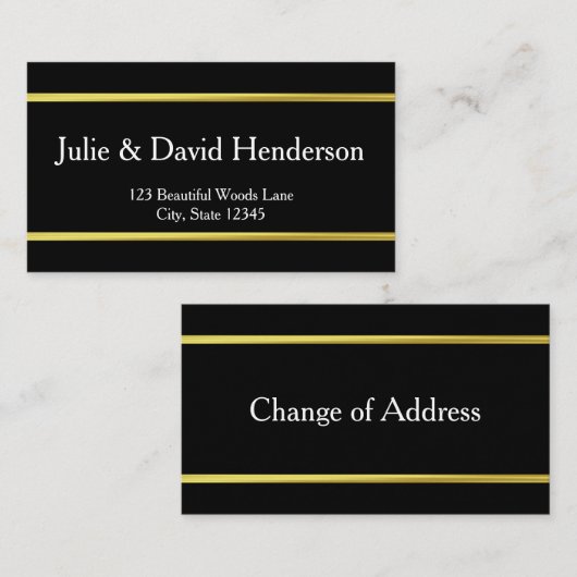 Elegante Black and Imitats Gold Moving Ankündigung Begleitkarte (Vorne/Hinten)
