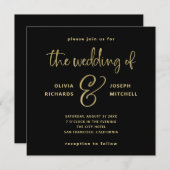 Elegante Black and Imitats Gold Wedding Einladung (Vorne/Hinten)