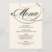 Elegante Black and Ivory Calligraphy Script Weddin Menükarte (Vorderseite)