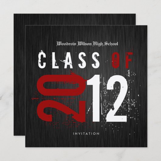 Elegante Black and Metallic Gold Class 2012 Einladung (Vorne/Hinten)