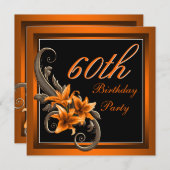 Elegante Black and Orange Tiger Lily Geburtstagspa Einladung (Vorne/Hinten)