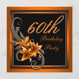 Elegante Black and Orange Tiger Lily Geburtstagspa Einladung