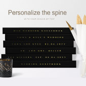 Elegante Black and Real Foil Monogram Wedding Gästebuch