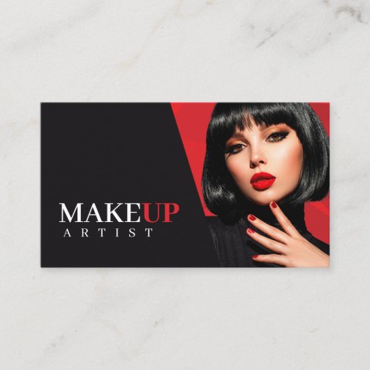 Elegante Black and Red Beauty Business Card Visitenkarte (Vorderseite)