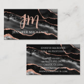 Elegante Black and Rose Gold Agate Luxus Visitenkarte (Vorne/Hinten)
