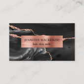 Elegante Black and Rose Gold Agate Luxus Visitenkarte (Vorderseite)