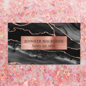 Elegante Black and Rose Gold Agate Luxus Visitenkarte