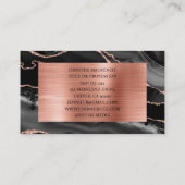 Elegante Black and Rose Gold Agate Luxus Visitenkarte (Rückseite)