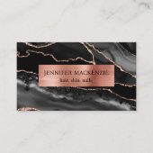 Elegante Black and Rose Gold Agate Luxus Visitenkarte (Vorderseite)