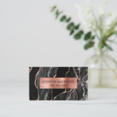 Elegante Black and Rose Gold Agate Luxus Visitenkarte (Stehend Vorderseite)