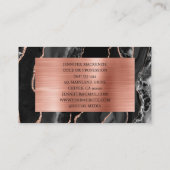 Elegante Black and Rose Gold Agate Luxus Visitenkarte (Rückseite)