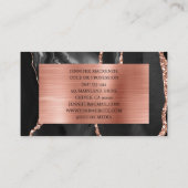 Elegante Black and Rose Gold Agate Luxus Visitenkarte (Rückseite)