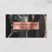 Elegante Black and Rose Gold Agate Luxus Visitenkarte (Vorderseite)