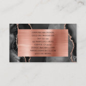 Elegante Black and Rose Gold Agate Luxus Visitenkarte (Rückseite)