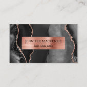 Elegante Black and Rose Gold Agate Luxus Visitenkarte (Vorderseite)