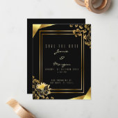 Elegante Black and Shiny Butterfly Black Wedding Mitteilungskarte (Vorderseite/Rückseite Beispiel)