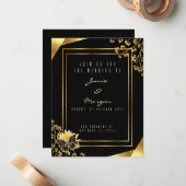 Elegante Black and Shiny Butterfly Black Wedding Mitteilungskarte (Vorderseite/Rückseite Beispiel)