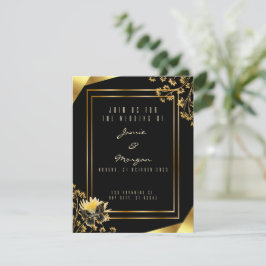 Elegante Black and Shiny Butterfly Black Wedding Mitteilungskarte