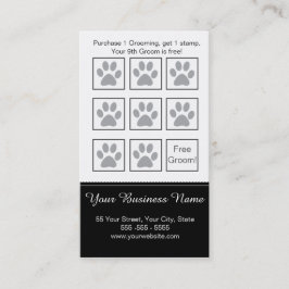 Elegante Black and White Dog Grooming Loyalty Card Treuekarte