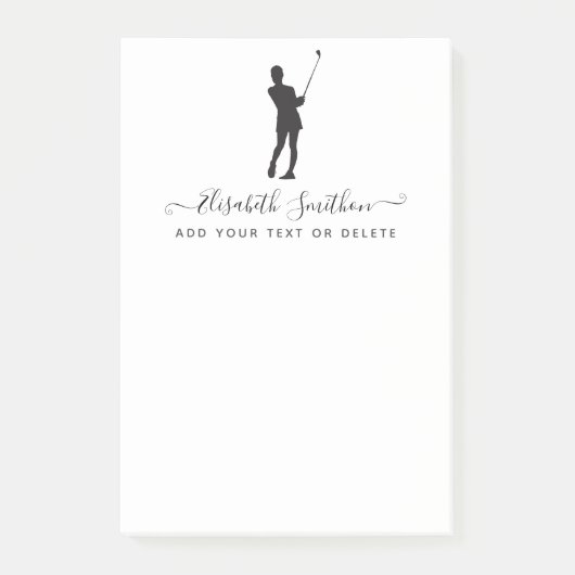Elegante Black and White Golf Personal Stationery Post-it Klebezettel (Vorderseite)