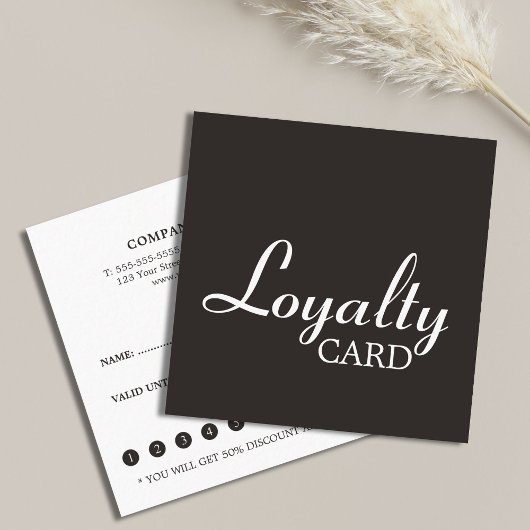 Elegante Black and White Handwriting Loyalty Card Treuekarte