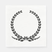 Elegante Black and White Laurel Leaf Wreath Weddin Serviette (Vorderseite)