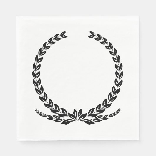Elegante Black and White Laurel Leaf Wreath Weddin Serviette (Vorderseite)